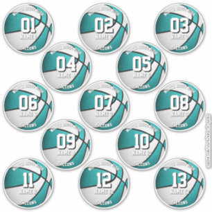 turquoise white basketball douane meisjes sticker