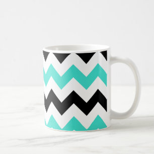 Turquoise White Black Zigzag Koffiemok