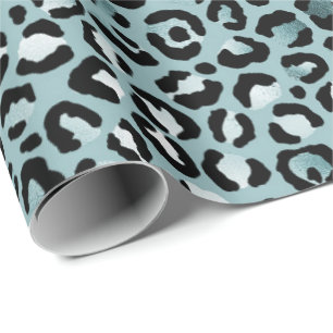 Turquoise White Blue Leopard Print  Cadeaupapier