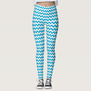 Turquoise White Chevron Leggings