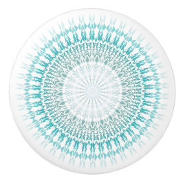 Turquoise White Chevron Modern Mandala Keramische Knop