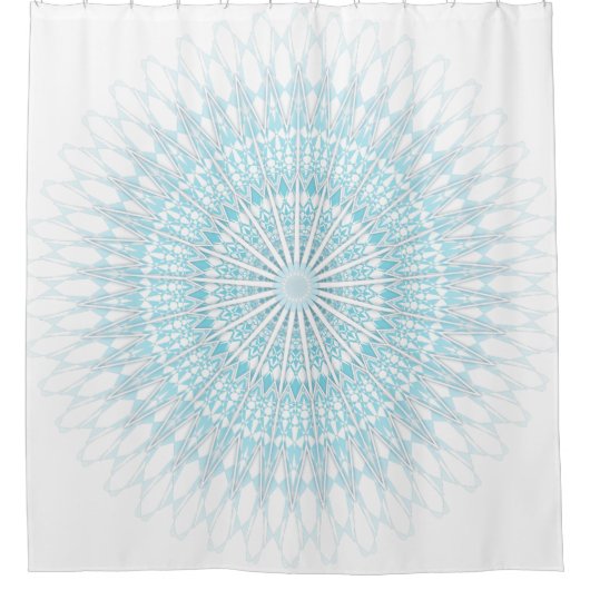 Turquoise White Coastal Mandala Douchegordijn (Voorkant)