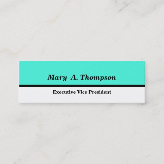 Turquoise White Color block Mini Visitekaartje (Voorkant)