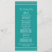 Turquoise White Elegant Wedding Programs Programma (Achterkant)