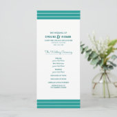 Turquoise White Elegant Wedding Programs Programma (Staand voorkant)