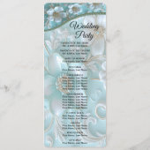 Turquoise White Floral Wedding Programme (Dos)