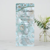 Turquoise White Floral Wedding Programme (Debout devant)