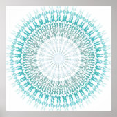 Turquoise White Geometric Modern Mandala Poster (Voorkant)