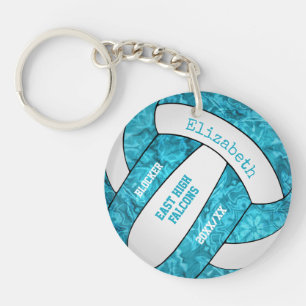 turquoise white girly , aangepast volleybal sleutelhanger