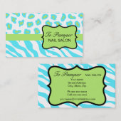Turquoise, White & Green Zebra & Cheetah Custom Visitekaartje (Voorkant / Achterkant)