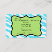 Turquoise, White & Green Zebra & Cheetah Custom Visitekaartje (Achterkant)