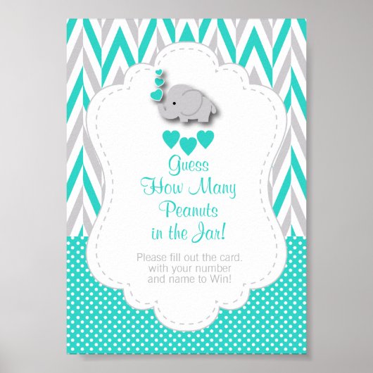 Turquoise, White Grey Elephant Game Instruction Poster (Voorkant)