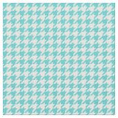 Turquoise White Houndstooth Pattern Fabric Stof (Close Up)