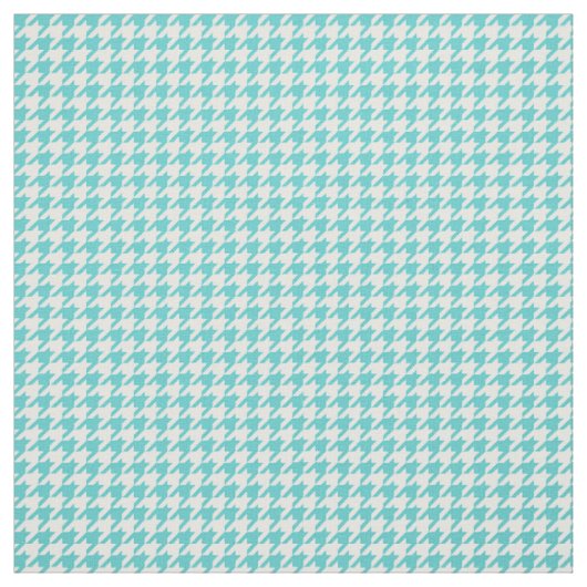 Turquoise White Houndstooth Pattern Fabric Stof (Swatch)