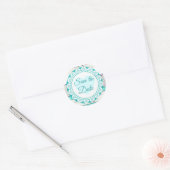Turquoise White Lacey Save the Date Stickers (Envelop)