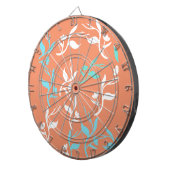 Turquoise White Leaves Pattern Product Dartbord (Voorkant Rechts)