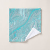 Turquoise White Marble Abstracte Art Bad Handdoek (Wasdoekje)
