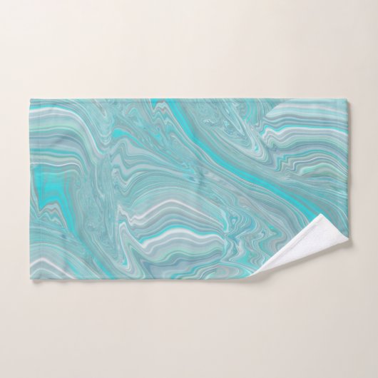 Turquoise White Marble Abstracte Art Bad Handdoek (Handdoek)