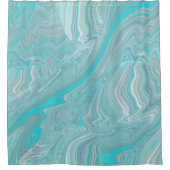 Turquoise White Marble Abstracte Art Douchegordijn (Voorkant)
