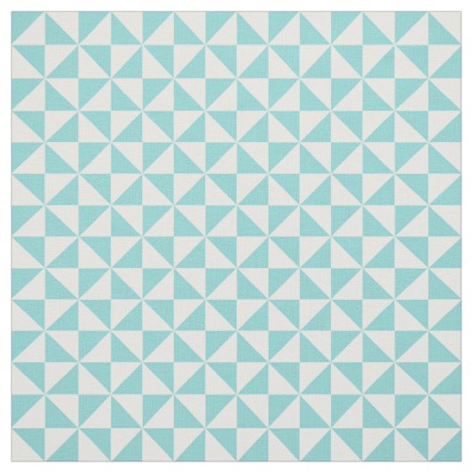 Turquoise White Modern Triangles Pattern Fabric Stof (Swatch)