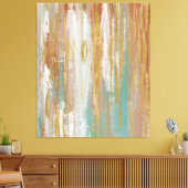 Turquoise, White, Red Ochre en Gold Abstract Canvas Afdruk (Insitu (Woonkamer))