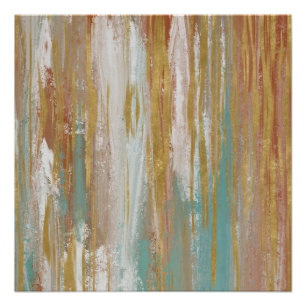 Turquoise, White, Red Ochre en Gold Abstract Perfect Poster