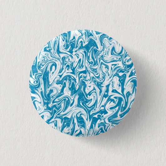 Turquoise & White Swirl Ronde Button 3,2 Cm (Voorkant)