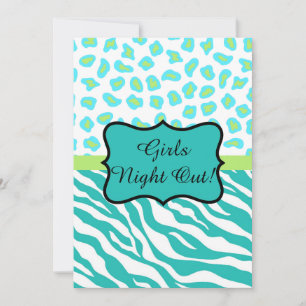 Turquoise White Zebra Leopard Girls Night Out Kaart