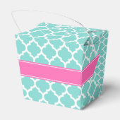 Turquoise WhMoroccan #5 Hot Pink2 Name Monogram Bedankdoosjes (Achterkant)