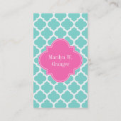 Turquoise WhMoroccan #5 Hot Pink2 Name Monogram Visitekaartje (Achterkant)