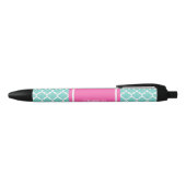 Turquoise WhMoroccan #5 Hot Pink2 Name Monogram Zwarte Inkt Pen (Bovenkant)