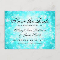 Turquoise Winter Wonderland Elegant Save the Date