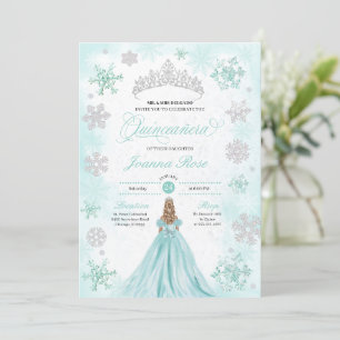 Turquoise Winter Wonderland Sneeuwvlok Quinceanera Kaart
