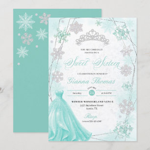 Turquoise Winter Wonderland Sneeuwvlok Zoet 16 Kaart