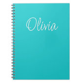 Turquoise wit Blauwgroen gepersonaliseerd Notitieboek (Voorkant)