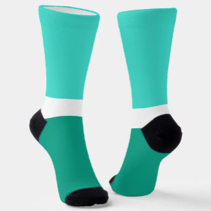 Turquoise Wit Blauwgroen Kleurenblok Stijlontwerp Sokken