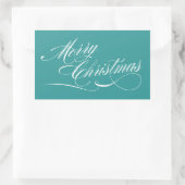 Turquoise Wit Script Merry Christmas Stickers (Tas)