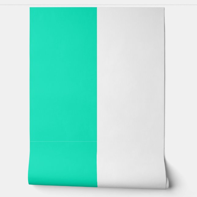 Turquoise Wit Verticaal Groot Streepjespatroon Behang (Afrollen)
