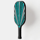 Turquoise Wit Zwart witte strepen Pickleball Paddle (Links)
