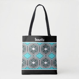 Turquoise, Wit & Zwarte Tribale Tapijt Draagtas
