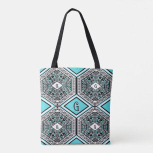Turquoise, Wit & Zwarte Tribale Tassen Tas