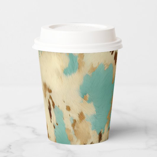 Turquoise witgouden Koeienhuid Papieren Bekers (Links)