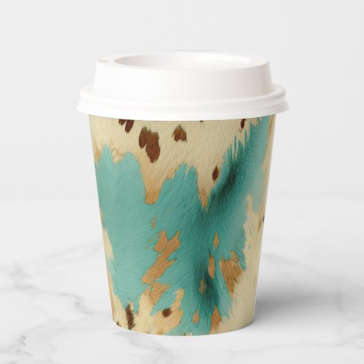 Turquoise witgouden Koeienhuid Papieren Bekers (Achterkant)