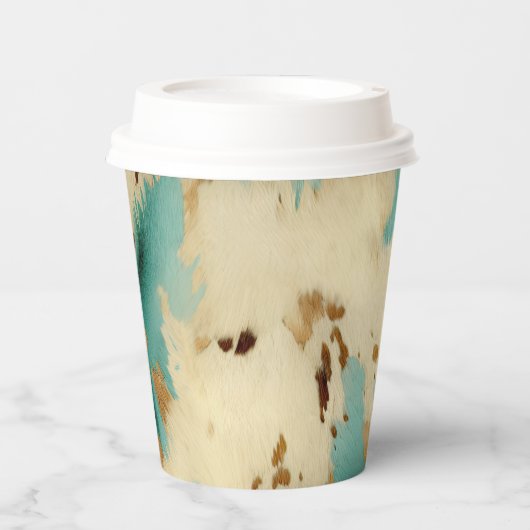Turquoise witgouden Koeienhuid Papieren Bekers (Voorkant)