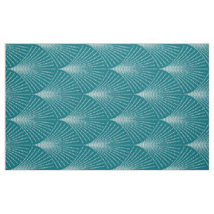 Turquoise & Witte Art-Deco geometrisch patroon Stof