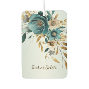 Turquoise witte bloem gouden bladeren elegant luchtverfrisser