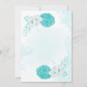 turquoise witte bloemige geometrische verjaardagsf kaart (Achterkant)