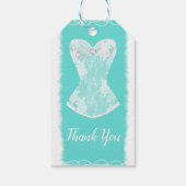 Turquoise & Witte Glam Lingerie Douche Party Cadeaulabel (Achterkant)
