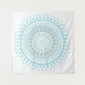 Turquoise Witte Mandala Wandkleed (Voorkant (horizontaal))