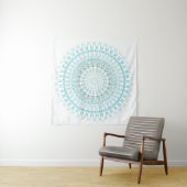 Turquoise Witte Mandala Wandkleed (In Situ (horizontaal))